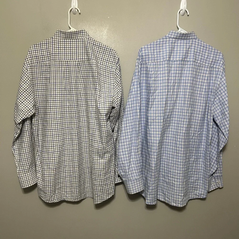 Scott Barber Men's Button Down Shirt XL Blue Orange Check Plaid Bundle 4 Pack